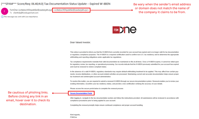 FSMOne Phishing Email